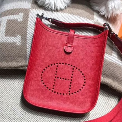 Hermes Evelyne Epsom Leather Mini Shoulder Bag,17cm - 에르메스 에블린 엡송 레더 여성용 미니 숄더백 HERB0728,17cm,레드
