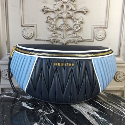 MiuMiu 2019 Matelasse Belt Bag ,30cm - 미우미우 2019 마틀라세 벨트백,5BL008, MIUB0189 , 30cm,스카이블루+다크네이비