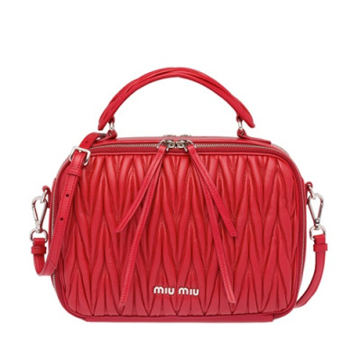 MiuMiu 2019 Matelasse Tote Shoulder Bag,27cm - 미우미우 2019 마틀라세 토트 숄더백,5VT003, MIUB0218 , 27cm,레드