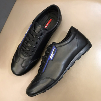 Prada 2019 Mens Business Logo Leather Sneakers - 프라다 남성 비지니스 로고 레더 스니커즈 Pra0640x.Size(240 - 265).블랙