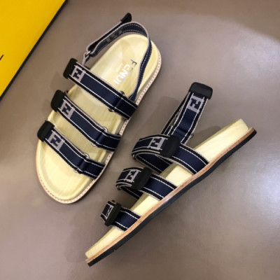 Fendi 2019 Mens Initial Logo Velcro Plate Leather Sandal - 펜디 남성 이니셜 로고 벨크로 레더 샌달 Fen0278x.Size(240 - 275).네이비