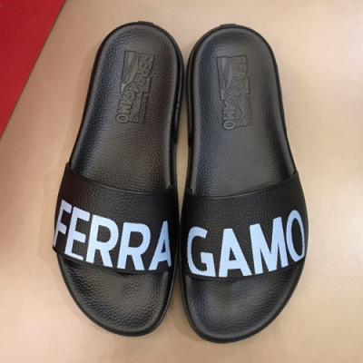 Salvatore Ferragamo 2019 Mens Logo Leather Slipper - 살바토레 페라가모 남성 로고 레더 슬리퍼 Fer0280x.Size(240 - 275).블랙
