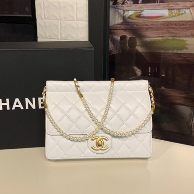 Chanel 2019 Pearl Shoulder Cross Bag  ,21CM - 샤넬 2019 진주 숄더 크로스백 CHAB0723,21CM,화이트