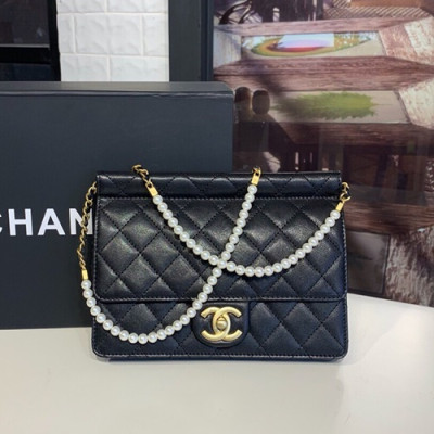 Chanel 2019 Pearl Shoulder Cross Bag  ,21CM - 샤넬 2019 진주 숄더 크로스백 CHAB0725,21CM,블랙