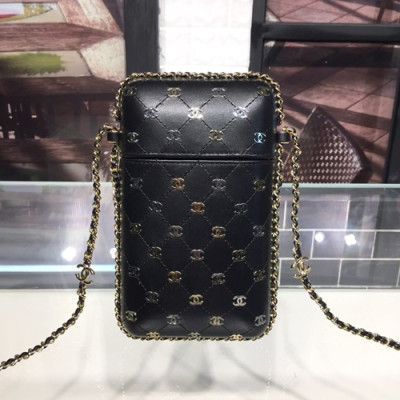 Chanel 2019 Leather Chain Shoulder Bag / Phone Bag,20CM - 샤넬 2019 레더 체인 숄더백/폰 백 CHAB0794,20CM,블랙