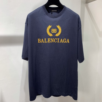 Balenciaga 2019 Mm/Wm Oversize Logo Short Sleeved Tshirt - 발렌시아가 남자 오버사이즈 로고 반팔티 Bal0231x.Size(xs - l).네이비