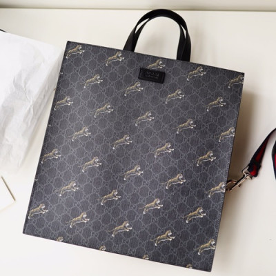 Gucci 2019 Supreme Tiger Print Tote Bag,39CM - 구찌 2019 수프림 타이거 프린트 남성용 토트백 495559,GUB0657,39CM,블랙