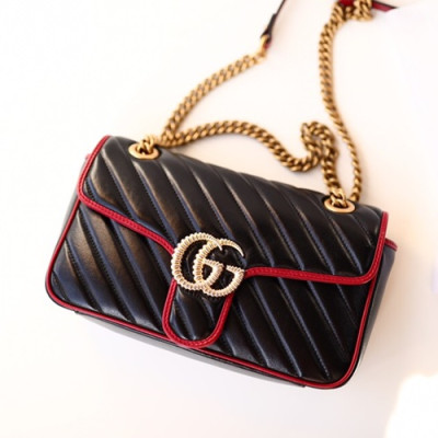 Gucci GG Marmont Matlase Women Shoulder Bag,26CM - 구찌 GG 마몬트 마틀라세 여성용 숄더백 443497,GUB0659,26CM,블랙