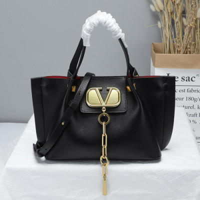 Valentino 2019 Garavani Escape Leather Small Tote Shoudler Shopper Bag,31CM - 발렌티노 2019 가라바니 이스케이프 레더 스몰 토트 숄더 쇼퍼백, VTB0550,31CM,블랙