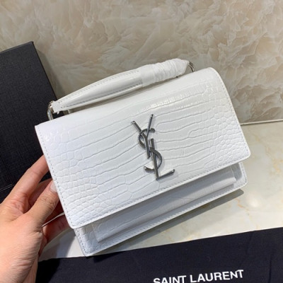 Saint Laurent 2019 Women Sunset Monogram Mini Chain Shoulder Bag  ,19CM - 입생로랑 2019 여성용 선셋 모노그램 미니 체인 숄더백 533026 , SLB0330,19CM,화이트