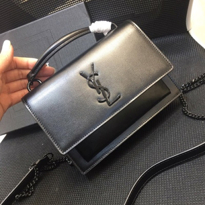 Saint Laurent 2019 Women Sunset Monogram Mini Chain Shoulder Bag  ,19CM - 입생로랑 2019 여성용 선셋 모노그램 미니 체인 숄더백 533026 , SLB0331,19CM,블랙