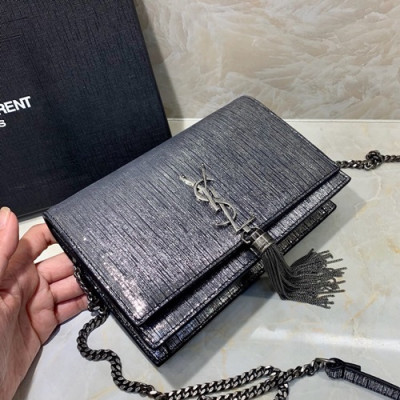 Saint Laurent 2019 Women Kate Tassel Chain Shoulder Bag,19CM - 입생로랑 2019 여성용 케이트 태슬 체인 숄더백 452159 , SLB0349,19CM,다크실버