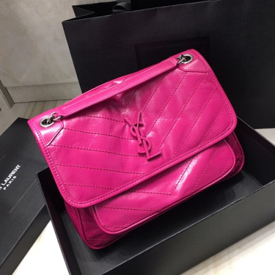 Saint Laurent 2019 Women Niki Medium Chain Shoulder Bag,28CM - 입생로랑 2019 여성용 니키 미듐 체인 숄더백 498894 , SLB0351,28CM,핫핑크