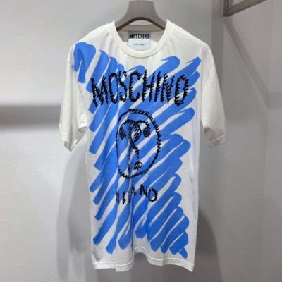 Moschino 2019 Mm/Wm Crew -neck Cotton Short Sleeved Tshirt - 모스키노 남자 크루넥 고튼 반팔티 Mos0019x.Size(2xs - m).화이트