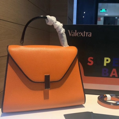 Valextra 2019 Epsom Leather Tote Shoulder Bag,22/26CM - 발렉스트라 2019 엡송 레더 토트 숄더백,VALB0105,22/26CM,오렌지+블랙