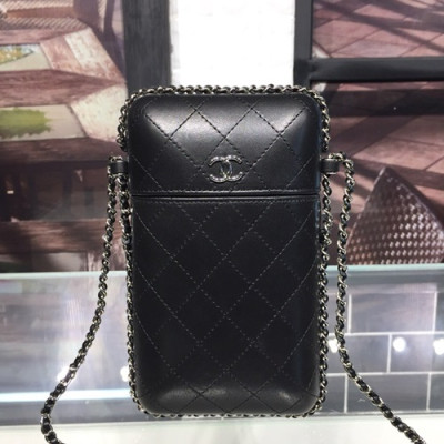 Chanel 2019 Leather Chain Shoulder Bag / Phone Bag,20CM - 샤넬 2019 레더 체인 숄더백/폰 백 CHAB0800,20CM,블랙