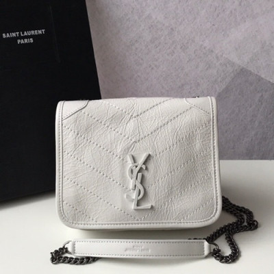 Saint Laurent 2019 Women Niki Mini Chain Shoulder Bag,19CM - 입생로랑 2019 여성용 니키 미니 체인 숄더백 583103 , SLB0374,19CM,화이트