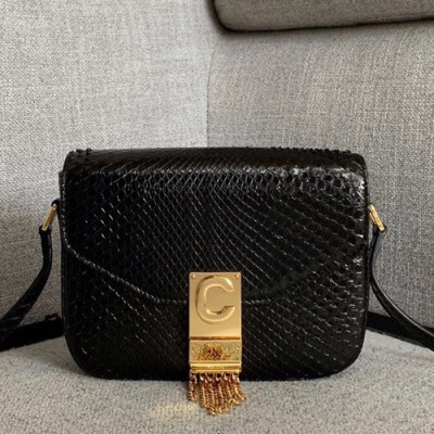 [매장판]Celine 2019 C Leather Chain Shoulder Bag,17.5CM - 셀린느 2019  C 레더 체인 숄더백 ,188504,17.5CM,블랙