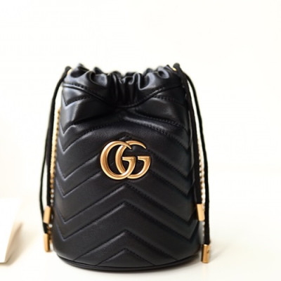Gucci 2019 GG Marmont Mini Women Bucket Chain Shoulder Bag,19CM - 구찌 2019 GG 마몬트 미니 여성용 버킷 체인 숄더백, 575163,GUB0670,19CM,블랙