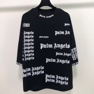 Palm Angels 2019 Mens Neck Logo Cotton Short Sleeved Tshirt - 팜 엔젤스 남성 넥로고 코튼 반팔티 Palm003x.Size(s - l).블랙