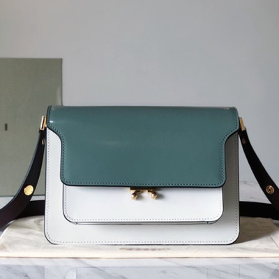 Marni 2019 Trunk Leather Shoulder Bag,25CM - 마르니 2019 트렁크 레더 숄더백, MARB0025,24CM,화이트(블루)