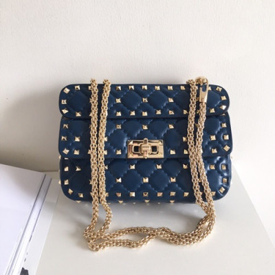 Valentino 2019 Garavani Ruckstud Spike Leather Chain Shoudler Bag,20/24/30CM - 발렌티노 2019 가라바니 락스터드 스파이크 여성용 레더 체인 숄더백 ,VTB0594,20/24/30CM,블루