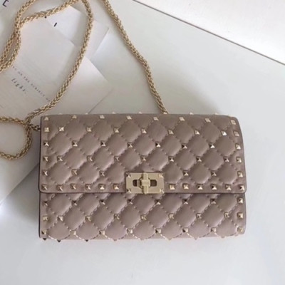 Valentino 2019 Rockstud Chain Shoulder Bag,23.5CM - 발렌티노 2019 락스터드 여성용 체인 숄더백 ,0137 - VTB0604,23.5CM,베이지그레이