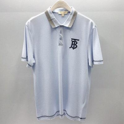 Burberry 2019 Mens Logo Polo Cotton Short Sleeved Tshirt - 버버리 남성 로고 폴로 코튼 반팔티 Bur0853x.Size(m - 3xl).블루