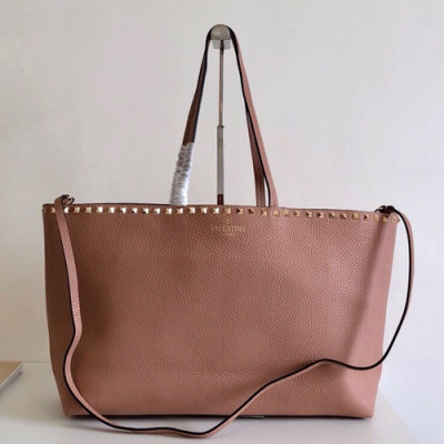 Valentino 2019 Leather Garavani Rockstud Tote Shoudler Shopper Bag,48CM - 발렌티노 2019 레더 가라바니 락스터드 토트 숄더 쇼퍼백,VTB0610,48CM,베이지핑크