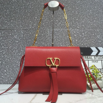 Valentino 2019 Garavani V-ring Leather Shoudler Bag,29CM - 발렌티노 2019 가라바니 브이링 여성용 레더 숄더백 ,VTB0616,29CM,레드