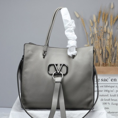 Valentino 2019 V-ring Tote Shoulder Shopper Bag,32.5CM - 발렌티노 2019 브이링 여성용 토트 숄더 쇼퍼백 ,VTB0638,32.5CM,그레이