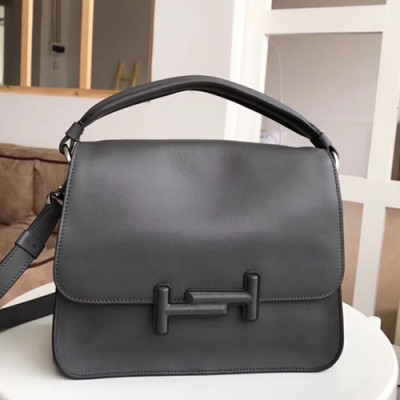 Tod's 2019 Double T Leather Tote Shoulder Bag,25cm - 토즈 2019 더블 티 레더 토트 숄더백,TODB0004,25cm,다크그레이