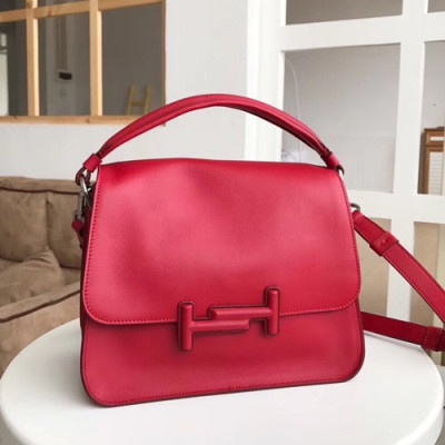 Tod's 2019 Double T Leather Tote Shoulder Bag,25cm - 토즈 2019 더블 티 레더 토트 숄더백,TODB0005,25cm,레드