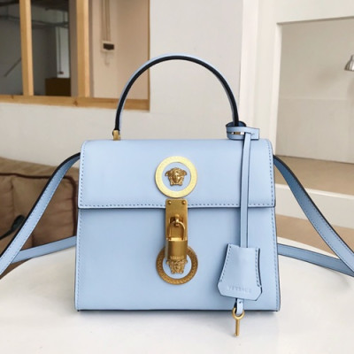 Versace 2019 Women Leather Tote Shoulder Bag,20.5CM - 베르사체 2019 여성용 레더 토트 숄더백 ,VERB0055,20.5CM,스카이블루