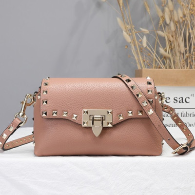 Valentino 2019 Leather Garavani Rockstud Cross Bag,20CM - 발렌티노 2019 레더 가라바니 락스터드 크로스백,0095 - VTB0661,20CM,핑크