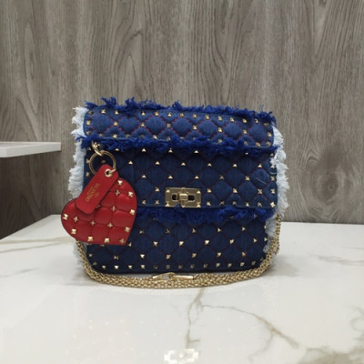 Valentino 2019 Denim Tote Shoulder Bag,24CM - 발렌티노 2019 데님 토트 숄더백,VTB0668,24CM,블루