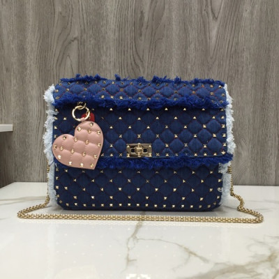 Valentino 2019 Denim Tote Shoulder Bag,30CM - 발렌티노 2019 데님 토트 숄더백,VTB0669,30CM,블루