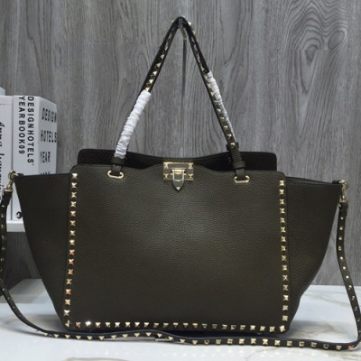 Valentino 2019 Leather Tote Shoulder Shopper Bag,33CM - 발렌티노 2019 레더 토트 숄더 쇼퍼백,VTB0678,33CM,카키