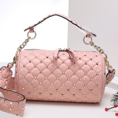 Valentino 2019 Leather Rockstud Tote Shoudler Bag,22CM - 발렌티노 2019 레더 락스터드 토트 숄더백,VTB0680,22CM,연핑크