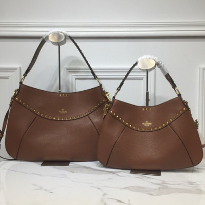 Valentino 2019 Garavani Twinkle Studs Leather Tote Shoulder Shopper Bag,35/42CM - 발렌티노 2019 가라바니 튕클 스터드 레더 토트 숄더 쇼퍼백,VTB0687,35/42CM,브라운