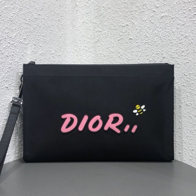 Dior x Kaws 2019 Canvas & Leather Clutch Bag ,30CM - 디올x카우스 2019 캔버스&레더 남여공용 클러치백,DIOB0298,30CM,블랙(핑크)