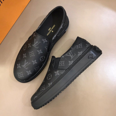 Louis Vuitton 2019 Mm/Wm Initial Logo Leather Slip-on - 루이비통 남자 이니셜 로고 레더 슬립온 Lou01156x.Size(225 - 275).블랙