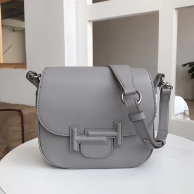 Tod's 2019 Double T Leather Shoulder Bag,22cm - 토즈 2019 더블 티 레더 숄더백,TODB0012,22cm,그레이