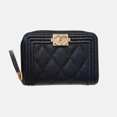 Chanel 2019 Ladies Wallet / Coin Purse / Card Purse  - 샤넬 2019 여성용 레더 반지갑 / 동전지갑 / 카드지갑 ,CHAW0010,11.5cm.블랙(금장)