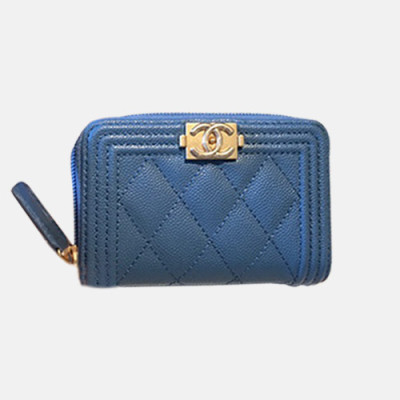 Chanel 2019 Ladies Wallet / Coin Purse / Card Purse  - 샤넬 2019 여성용 레더 반지갑 / 동전지갑 / 카드지갑 ,CHAW0014,11.5cm.블루