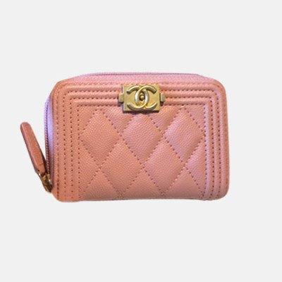 Chanel 2019 Ladies Wallet / Coin Purse / Card Purse  - 샤넬 2019 여성용 레더 반지갑 / 동전지갑 / 카드지갑 ,CHAW0016,11.5cm.연핑크