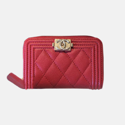 Chanel 2019 Ladies Wallet / Coin Purse / Card Purse  - 샤넬 2019 여성용 레더 반지갑 / 동전지갑 / 카드지갑 ,CHAW0020,11.5cm.레드