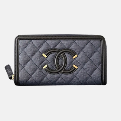 Chanel 2019 Ladies Wallet  - 샤넬 2019 여성용 레더 장지갑 ,CHAW0023,19cm.네이비
