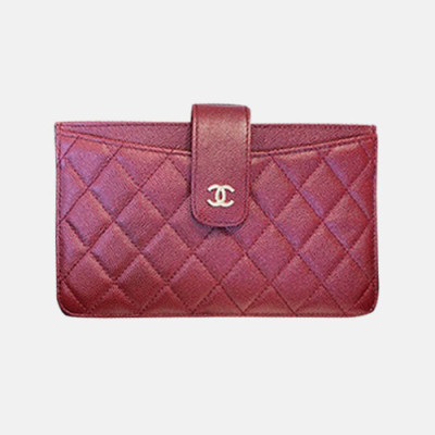 Chanel 2019 Ladies Wallet / Card Purse - 샤넬 2019 여성용 레더 장지갑 / 카드지갑 ,CHAW0032,18.5cm.레드(금장)