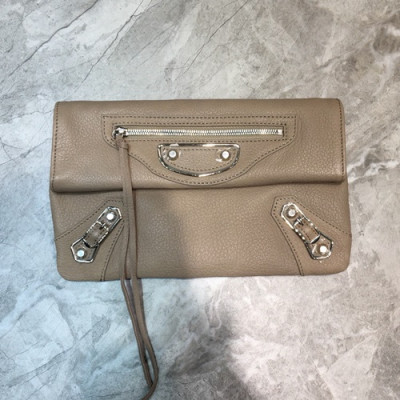 Balenciaga 2019 Leather Clutch Bag,30CM - 발렌시아가 2019 레더 여성용 클러치백, BGB0359, 30cm,베이지